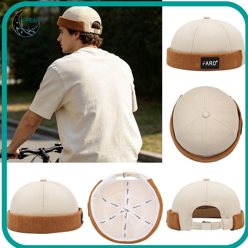 APPEAR Beanie Street Hat, Hip Hop Chữ Không Vành Docker Cap, Thời Trang Màu Trơn Cotton Vintage Dome