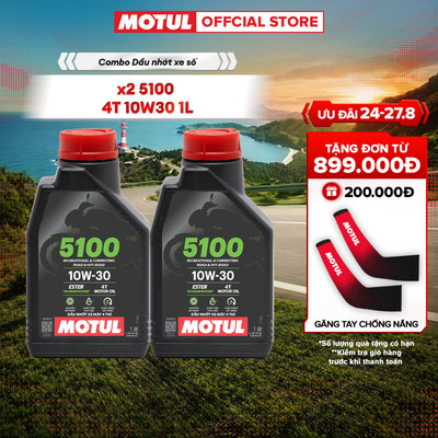 Combo 2 Dầu nhớt xe máy Motul 5100 4T 10W30 1L