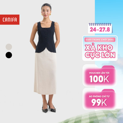 Chân váy nữ dáng suông dài form rộng vừa chất liệu line mềm mát dễ phối đồ CANIFA 6KS26S013