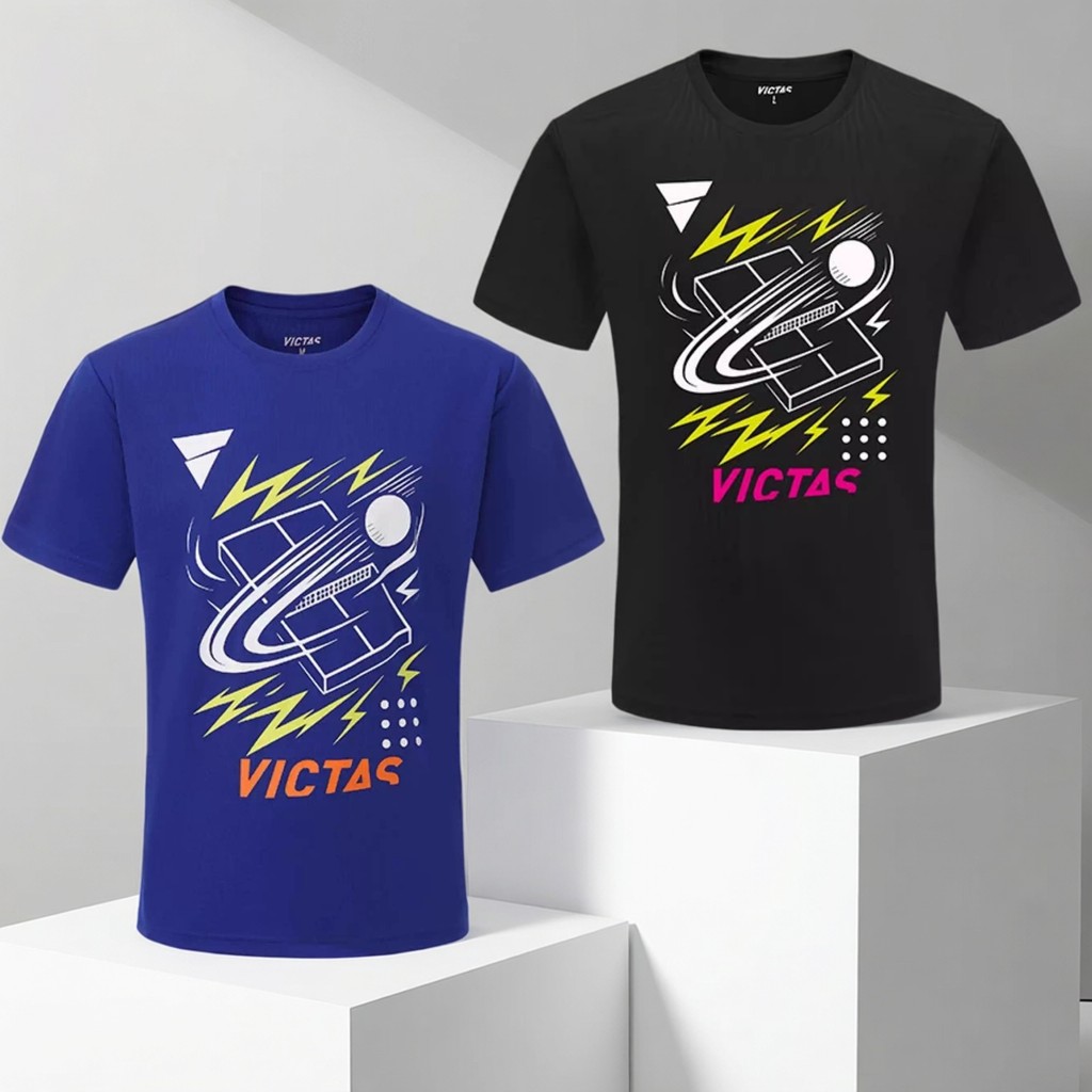 VICTAS Quần Áo Bóng Bàn Nam Nữ Siêu Cạnh Tranh Quần Áo Bóng Bàn Tay Ngắn Quần Áo Top 86508 Thể Thao