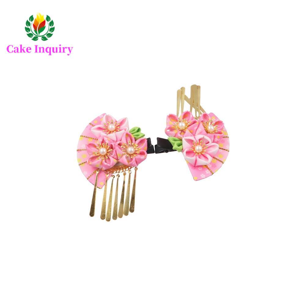 SAHRAI Mũ kimono Nhật Bản, Kẹp tóc tua rua hoa Sakura, Kẹp tóc phong cách cổ xưa ngọt ngào Hanfu Fan