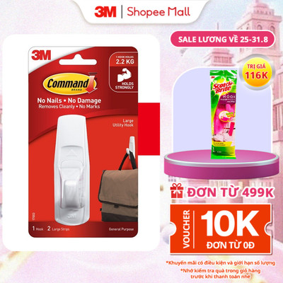 Móc dán tường chịu lực 2.2kg 3M™ Command™, 17003, độ bền cao, bám cực chắc, chịu lực 2.2kg, vỉ 1 cái