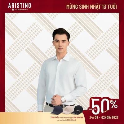 [ARISTINO x MẠNH TRƯỜNG] Áo Sơ Mi Nam Trắng Dài Tay Hà Nội Aristino Business 1LSH020Z