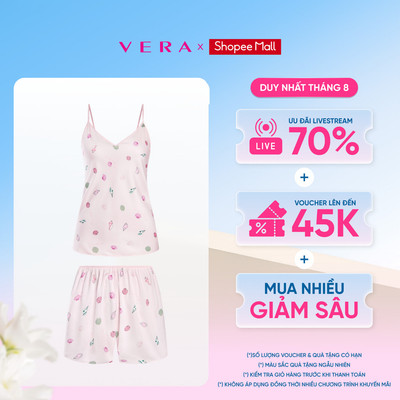 Bộ short nữ Vera satin in hai dây - V0804