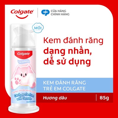 Kem đánh răng Colgate vòi nhấn thông minh Fluffy hương dâu dành cho bé 85g/ống
