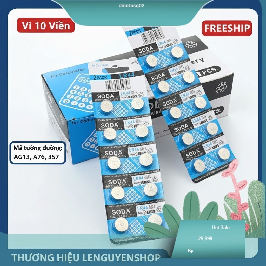 Hộp 20 Vỉ (200 Viên) Pin Cúc Áo SODA/TIANQIU LR44 (AG13), LR1130 (AG10), LR41 (AG3), LR626 (AG4) - H