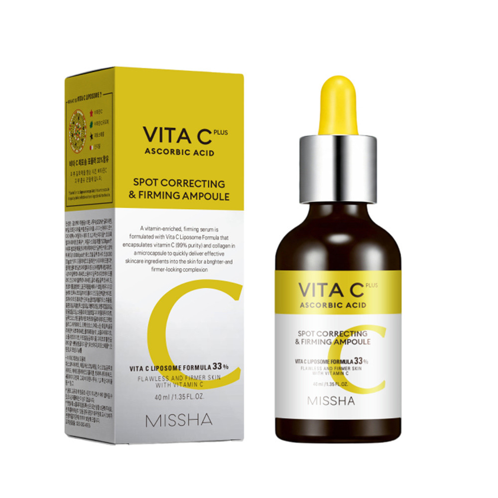 MISSHA 40ml VITA C Plus Ampoule Dropper Bottle Offers Precise Dosage For Simple Daily Facial Skincar