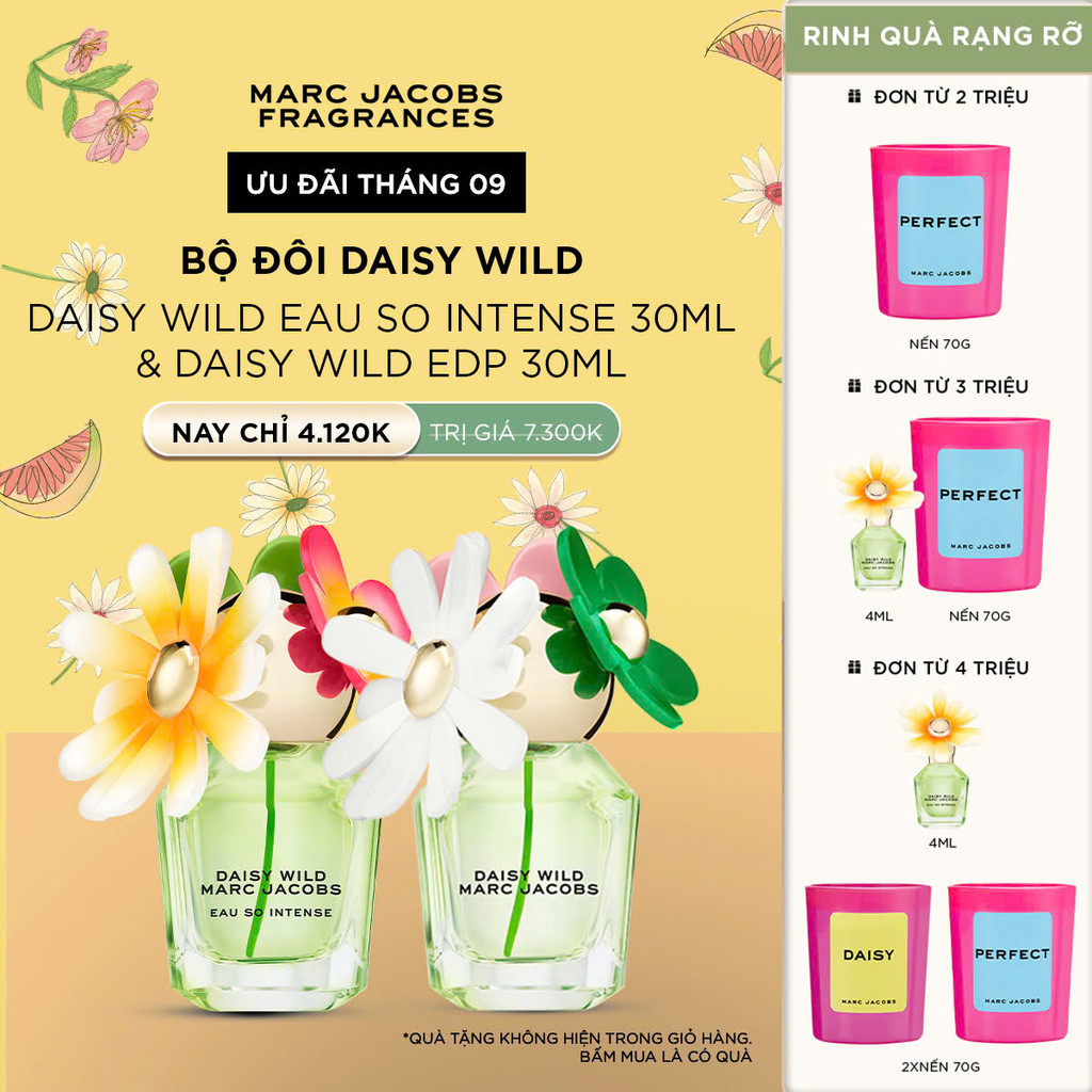Bộ đôi DAISY Wild - Nước hoa nữ Marc Jacobs DAISY Wild Eau So Intense 30ml & DAISY Wild EDP 30ml