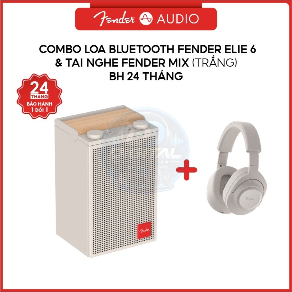 Combo Loa Bluetooth Fender ELIE 6 + Tai nghe không dây Fender MIX - Trắng | FA-E6-OWHWW + FA-MIX-OWH