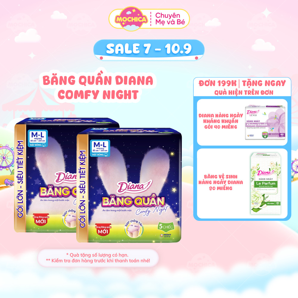 Diana Băng Quần Comfy Night size S-M, M-L 5 chiếc/gói-Mochica