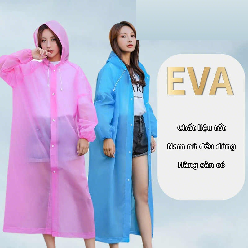 Áo mưa người lớn EVA dày chống thấm mưa bão, liền thân nhẹ gọn, gấp nhỏ mang theo, cao 150–188cm 35–