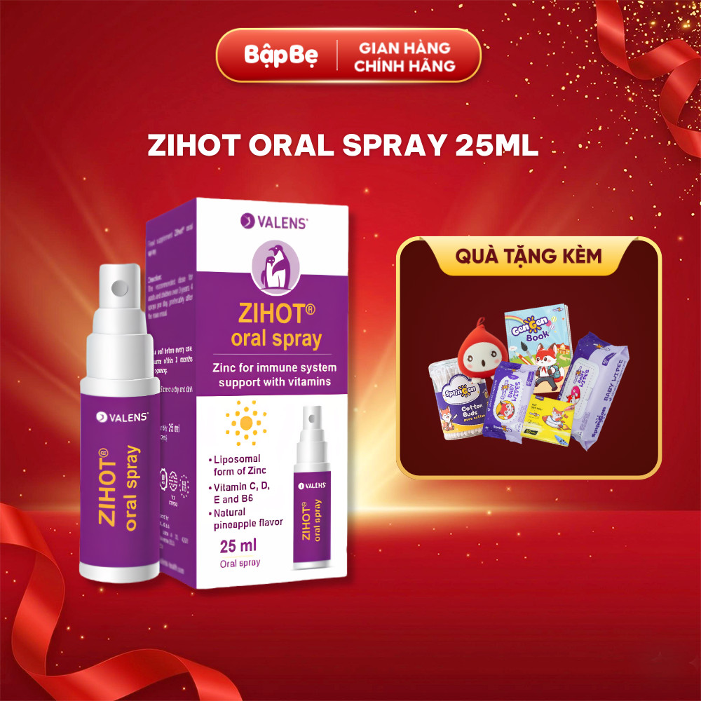 Zihot Oral Spray 25ml Châu Âu – Bổ Sung Kẽm, Vitamin C, D, E, B6 Dạng Xịt