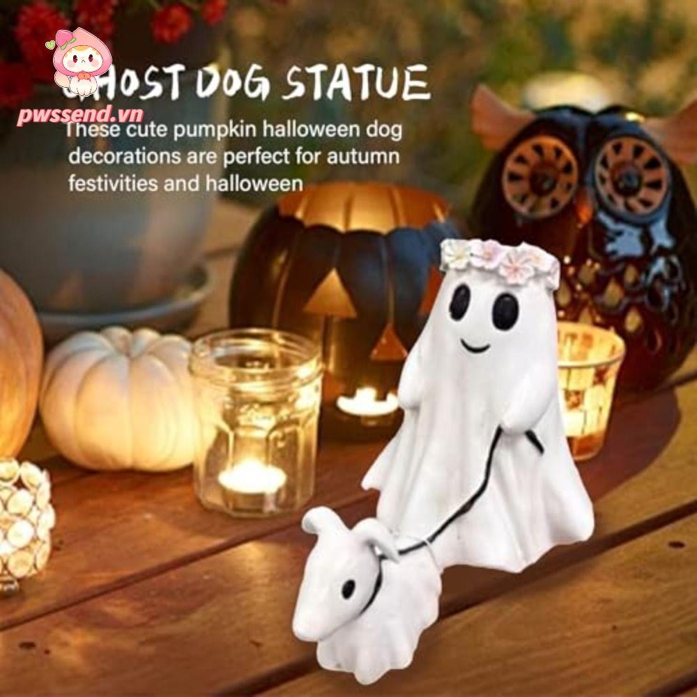 Tượng chó đi bộ ma PWSEND, Trang trí ma Halloween trong nhà Ngoài trời Ma quái Chó Halloween Bức tượ