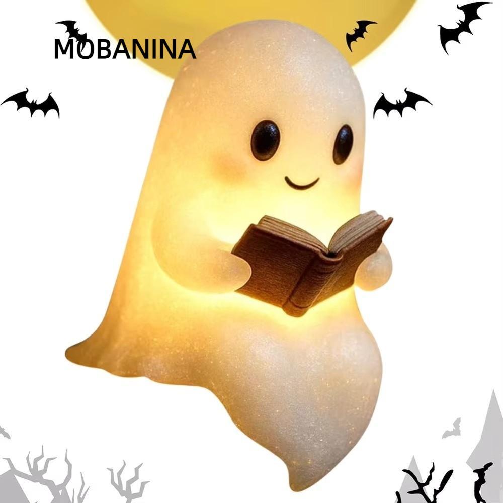 MOBANINA Halloween Ma Đèn Ngủ, Tượng Ma Halloween Ma Đọc Sách, Trang Trí Halloween Đồ Trang Trí Hall