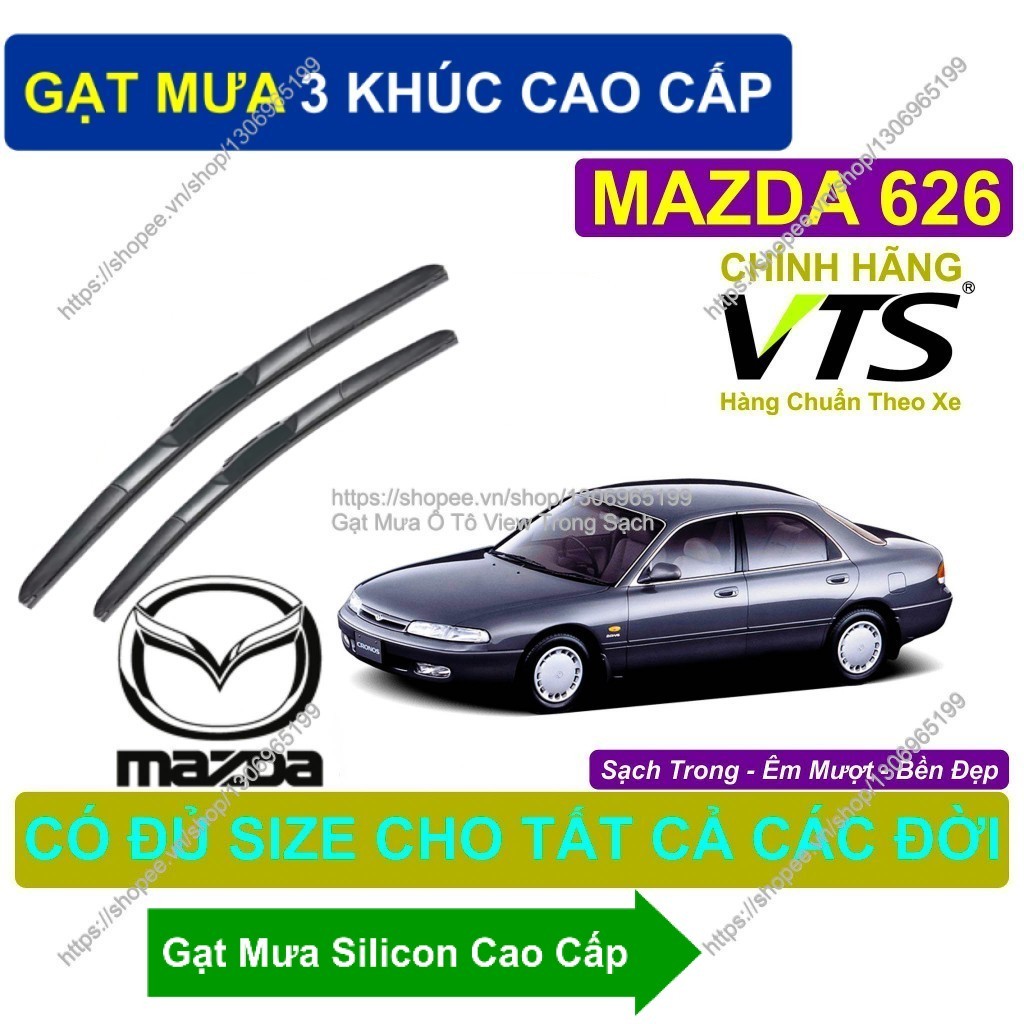 Gạt Mưa 3 Khúc Cao Cấp. Gạt Mưa Sạch Êm Bền Kính Lái Mazda 626. Cặp Gạt Mưa Kính Lái Mazda 626.  Maz