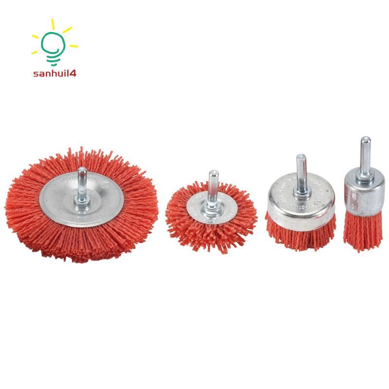 4 Dây Nylon Mài Mòn Dây Cốc Bàn Chải Nylon Đầu Bàn Chải Bộ Dụng Cụ Khoan Xoay Với Chân 1 / 4 Inch