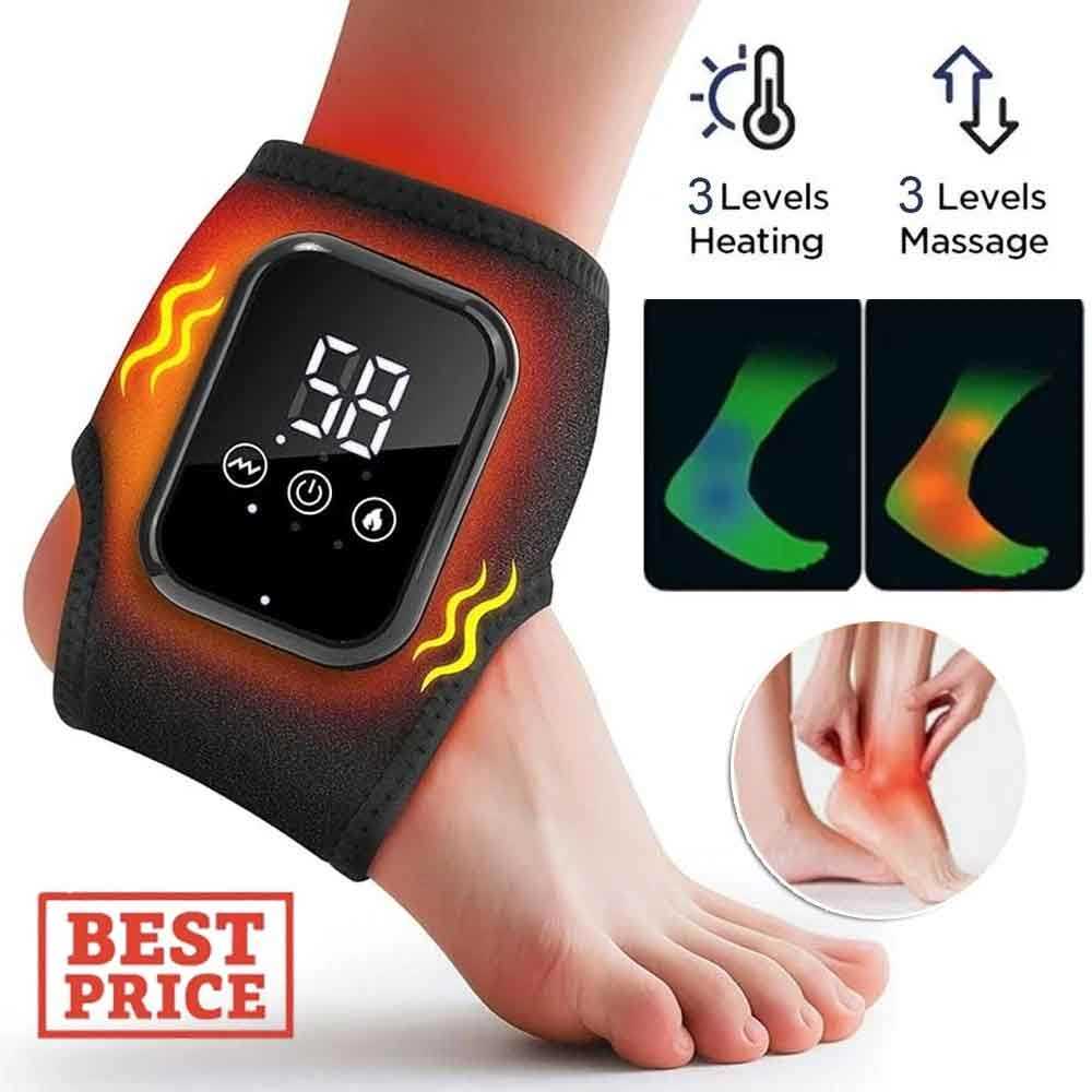 Portable Ankle Heating Massager Wrap, Rechargeable Electric Vibration Ankle Massager for Joint Pain