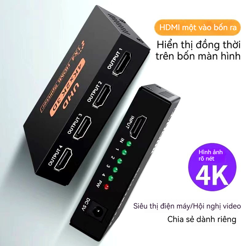 Hub chia HDMI 1 ra 4 - 1 ra 2 - Bộ chia HDMI Splitter 1 ra 2 - 1 ra 4 Full HD 2K