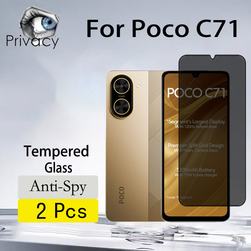 2 Chiếc Poco C71 Kính Cường Lực Chống Nhìn Trộm Bảo Vệ Màn Hình Cho Redmi A5 A3 Poco C75 C71 4G 5G K