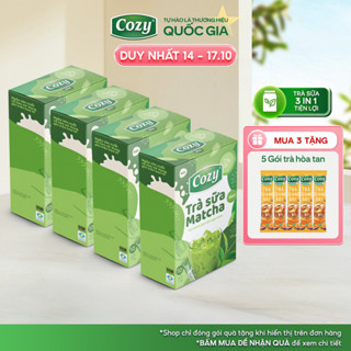 COMBO 4 Trà Sữa Matcha Cozy Hòa Tan 3IN1 (4 hộp x 10 gói x 17gr) Đậm Đà Vị Sữa, Không Lo Tăng Cân