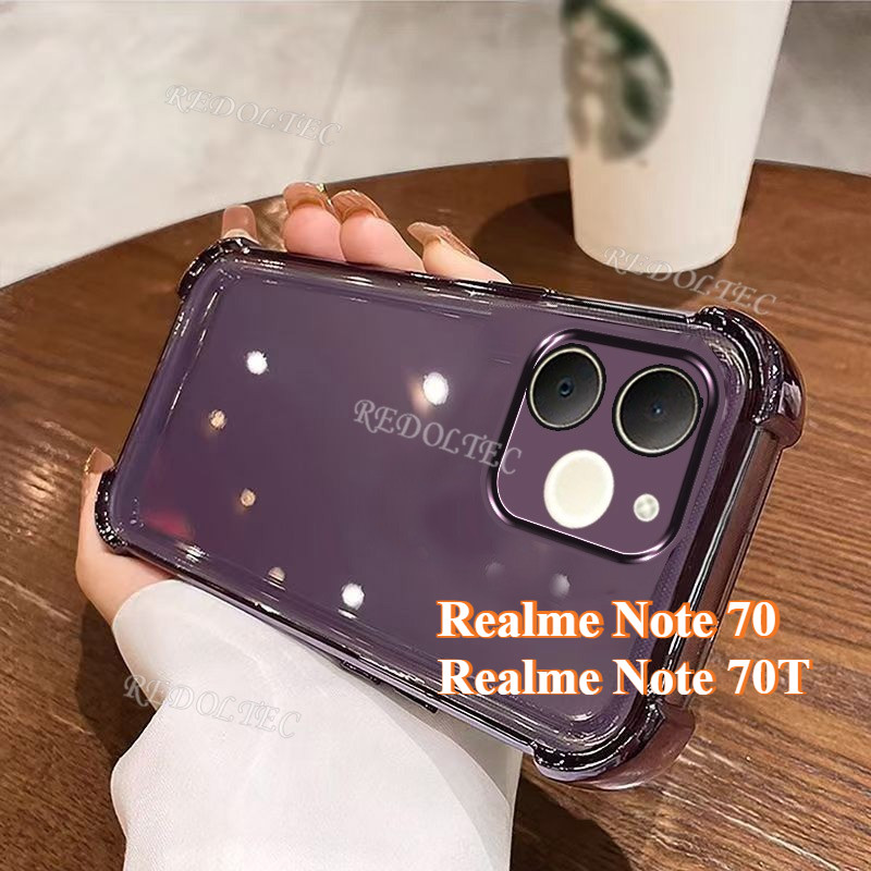 Ốp lưng Realme Note 70 Note 70T Thiết kế mới Vỏ trong suốt chống sốc bốn góc Realme Note70 T Note70T