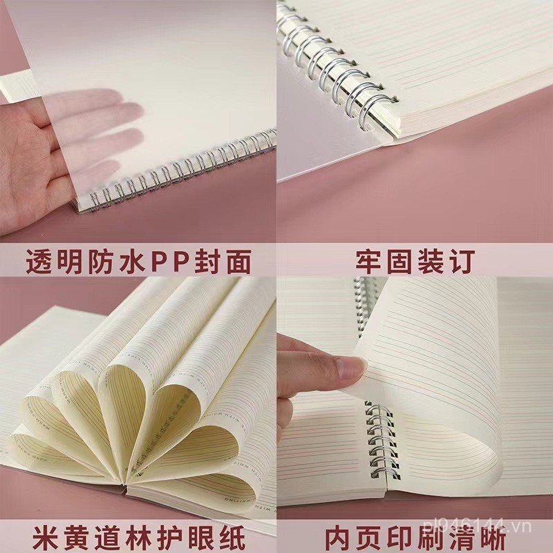 Bán buôn Trống / Đơn giản A5 Coil Notebook Grid Notebook / Dày PP Frosted Ready Stock Notebook A6B5 