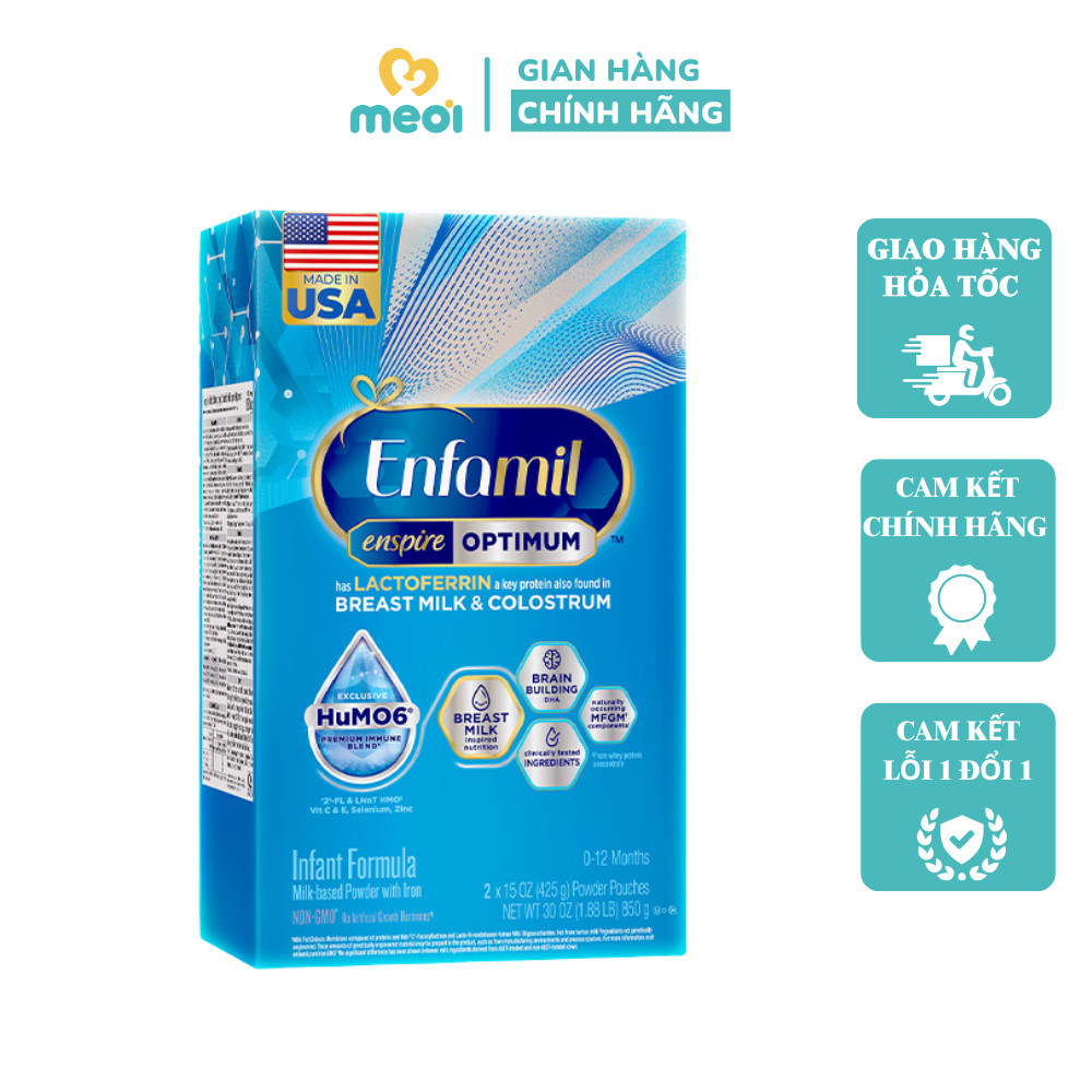 Sữa bột công thức Enfamil Enspire Optimum hỗ trợ đề kháng cho trẻ 0-12 tháng tuổi Hộp 850 - Mẹ Ơi