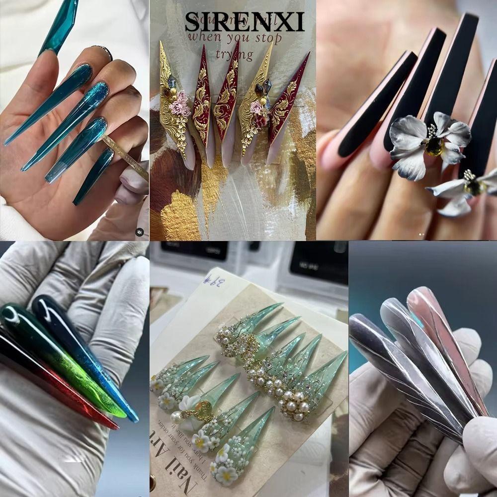SIRENXI Advanced Shape Dual Forms, Full Cover Khuôn nối dài móng tay có thể tái sử dụng, Extension P