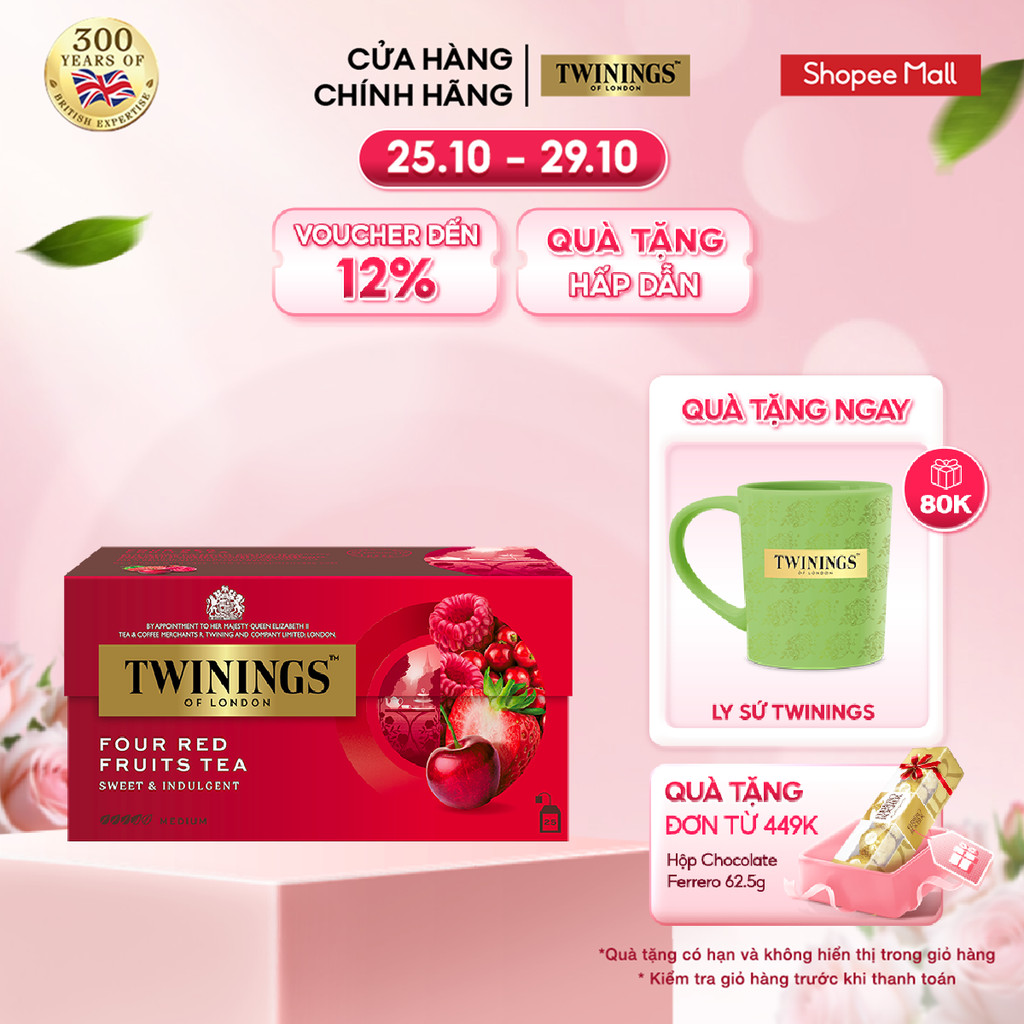 Trà Túi Lọc 4 Vị Twinings Four Red Fruits Tea - Hộp 25 Gói 2G