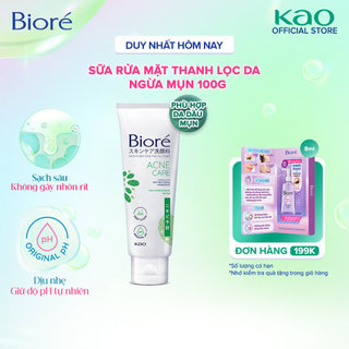 Sữa rửa mặt thanh lọc da - sạch mụn & kháng khuẩn biore 100g