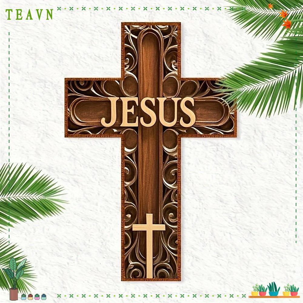 AEBYDEH Christians Cross Sign, 12 x 8 Inch 2D Cross Wall Decor, Vintage Wall Art Decor Faith Love Bl