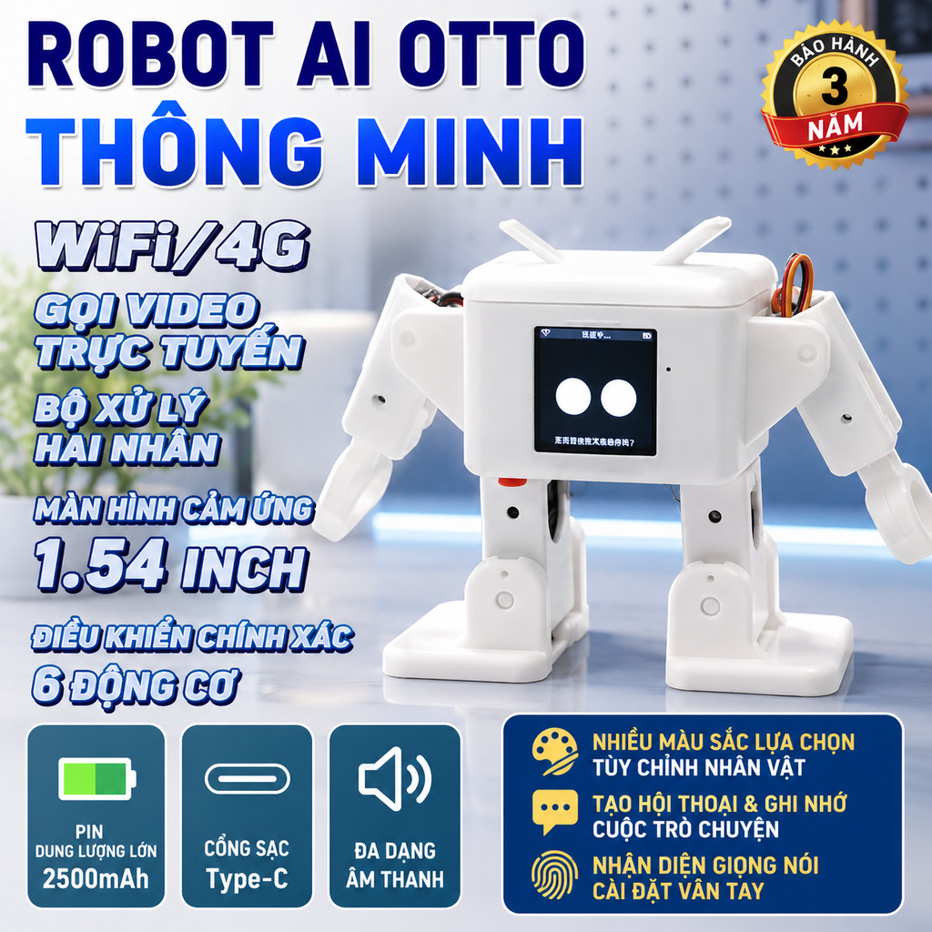 Robot OTTO AI Robot Thông Minh Robot Điện Tử Robot Mini Robot Để Bàn Robot AI Đồ Chơi Thông Minh