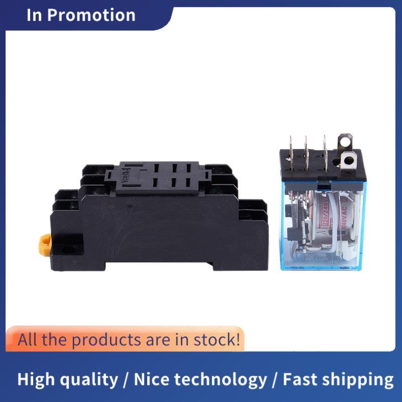 LY2NJ HH62P-L JQX-13F 220V AC Coil DPDT Power Relay 8 Pin w PTF08A Ổ cắm
