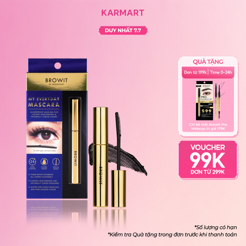 Chuốt Mi Nongchat Browit Siêu Tơi Dài Và Cong Mi, Kháng Nước Siêu Bền Mascara My Everyday 5.5g