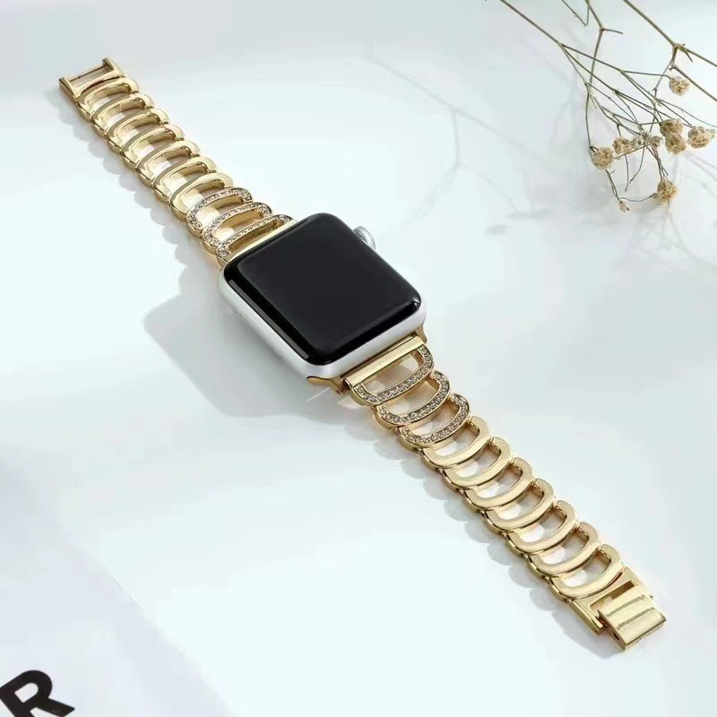 Dây đeo kim loại kim cương hình chữ C cho Apple Watch 46mm Apple Watch 46mm 42mm 44mm 40mm 45mm 41mm