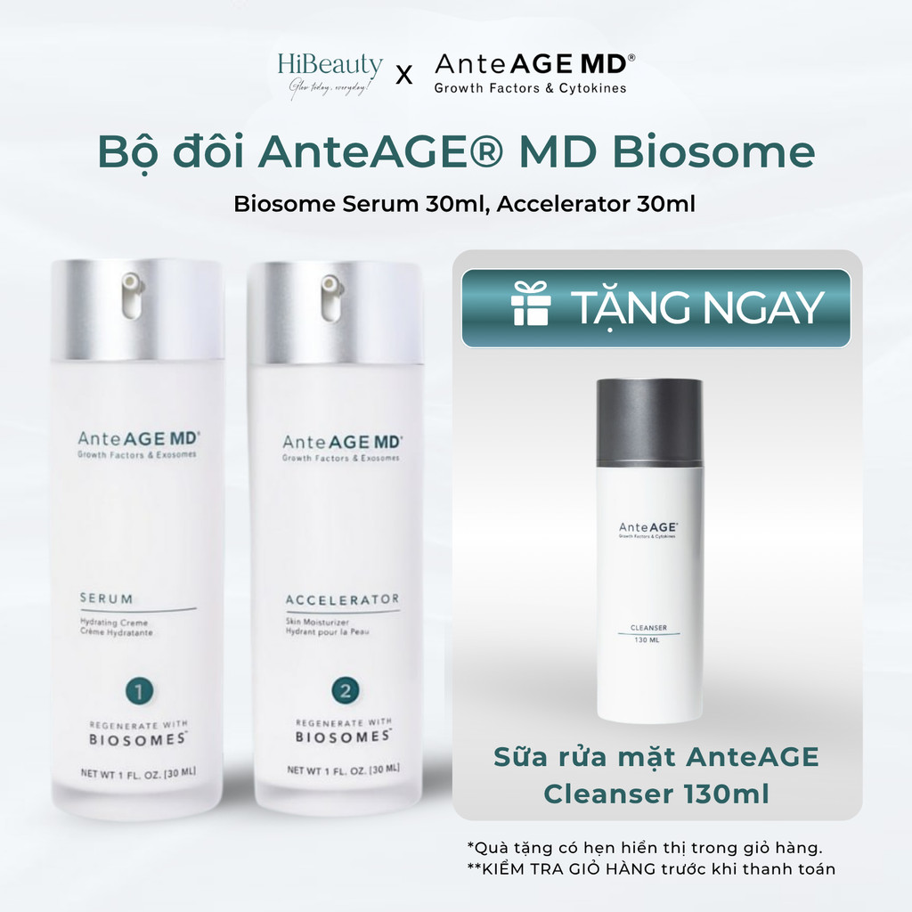 [Date 12/2027] Bộ Đôi Sản Phẩm AnteAGE® MD Biosome System, MD Serum 30ml & MD Accelerator trẻ hóa da