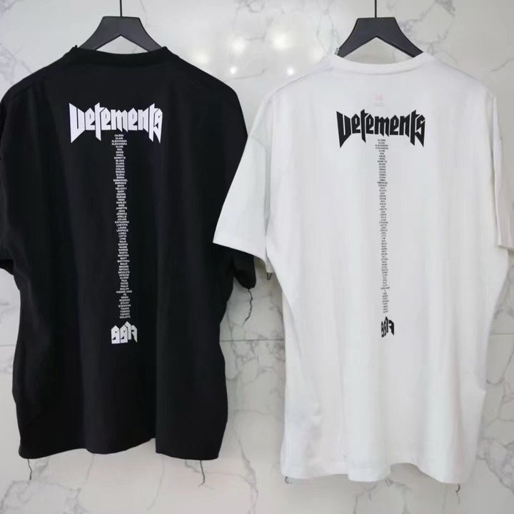 VETEMENTS VETEMENTS In Hình Thời Trang Rời Nam Nữ Đen Áo Thun Tay Ngắn 2321