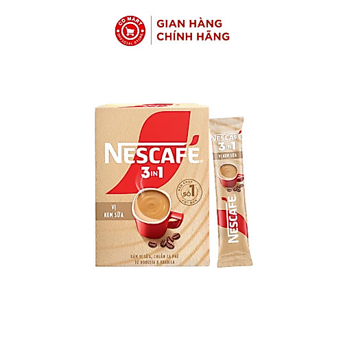 Hộp 20 gói Nescafe 3 in 1 vị kem sữa, tặng 1 ly 1 lít (hsd 02/09/26)
