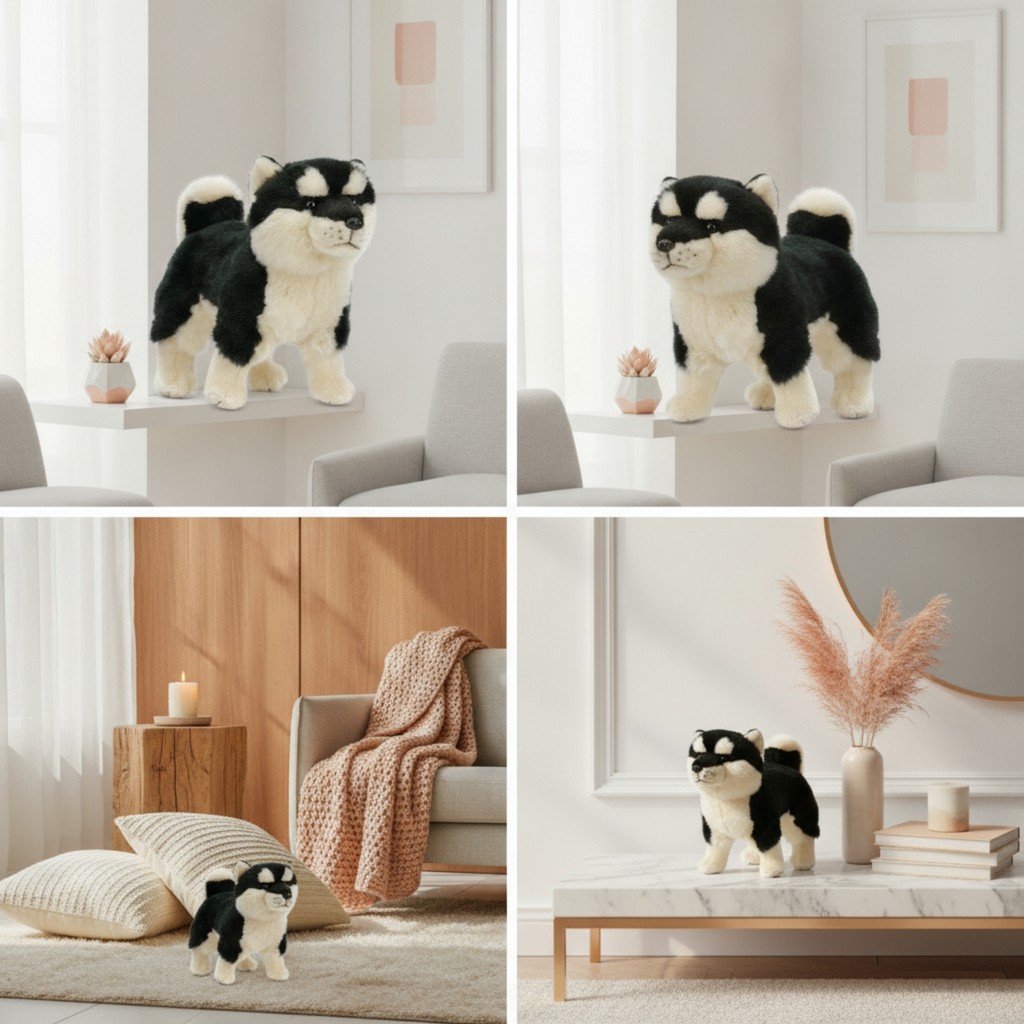 Akita Inu Đồ Chơi Nhồi Bông Thêu Chó Akita Đồ Chơi Nhồi Bông Kawaii Mũm mĩm Cho Trẻ Em, Trang Trí Ph