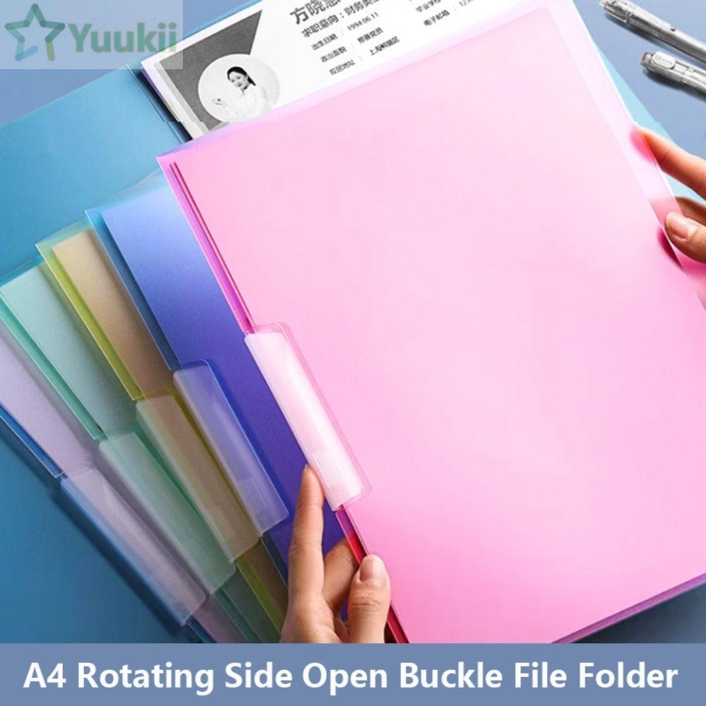 Thư mục tập tin YUUKII, PP Xoay Side Open Buckle A4 Clipboard, Loose Leaf Loose Leaf File Binder Bus