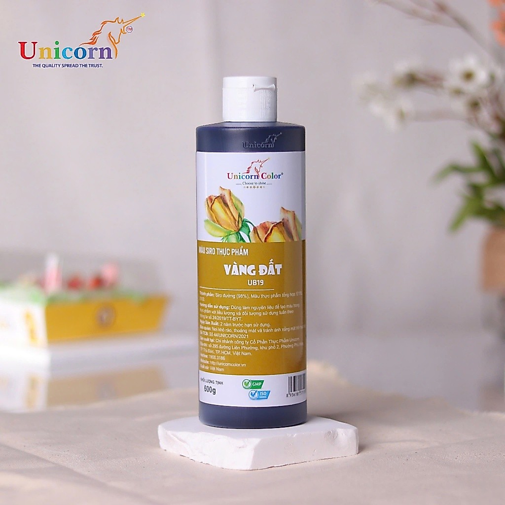 [Chai 600g] Màu Siro Thực Phẩm Unicorn - Vàng Đất