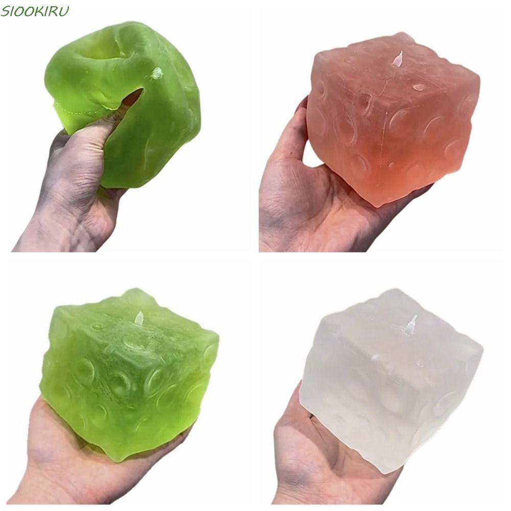 SIOOKIRU Cheese Cube Ball, Square Frosted Matte Cheese Squishy Toy, Creative Super Soft Non-Bounce P
