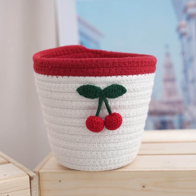 Preferred#Cute Girl's Little Cherry Storage Basket, Desktop Storage Basket, Bedroom Home Sundries Ke
