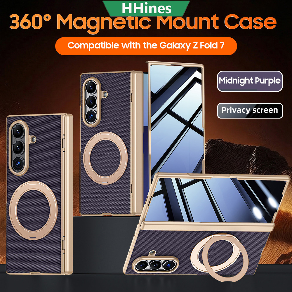 Ốp Điện Thoại Da Mạ Điện Cho Samsung Galaxy Z Fold7 Fold 7 FOLD7 5G 360 Xoay Bản Lề Ốp Xoay Vòng Từ 