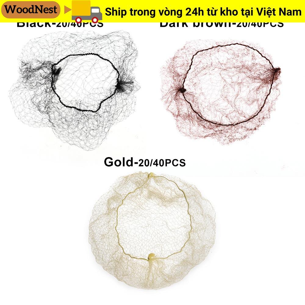 GỖ 20 / 40 Chiếc Lưới Tóc Vô Hình Bán Co Giãn Cạnh Tạo Kiểu Dụng Cụ Ballet Snood