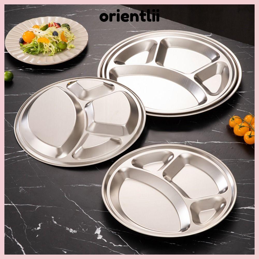 ORIENTLIIY 1 Khay Phục Vụ Thực Phẩm, Cửa Hàng Thức Ăn Nhanh Khay Chia 4 Ngăn, Thép Không Gỉ 26 / 28 