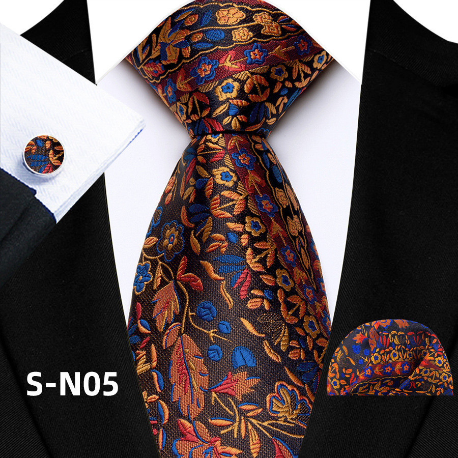 Thời Trang Nam Paisley Tie Suit Pocket Square Suit 8cm Polyester Silk Jacquard Business Form Tie [cx