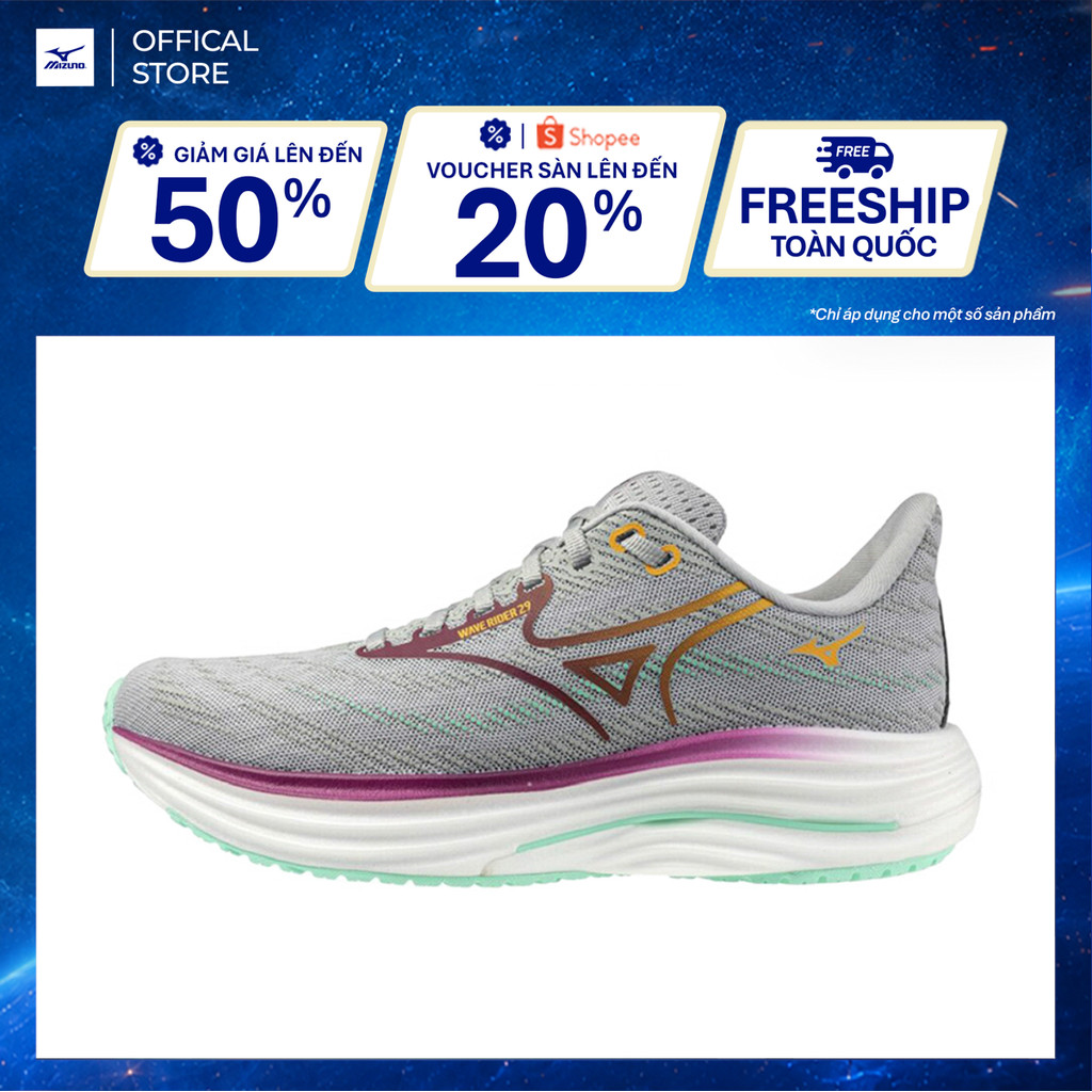 Giày Chạy Bộ Nữ Mizuno Wave Rider 29 - Xám - J1GD250324