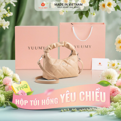 Bộ hộp quà YUUMY (Túi đeo chéo nữ YUUMY YN271 + Hộp quà YHQ2 + Túi giấy YTG2 + Túi rút BVR3838 + Thiệp cảm ơn YBT1)
