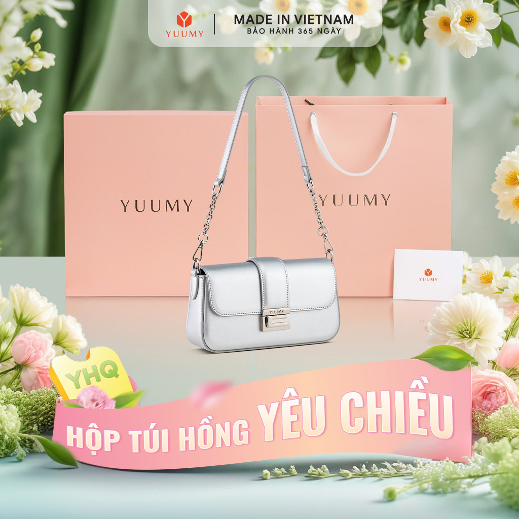 Bộ hộp quà YUUMY (Túi đeo chéo nữ YUUMY YN316 + Hộp quà YHQ2 + Túi giấy YTG2 + Túi rút BVR3838 + Thi